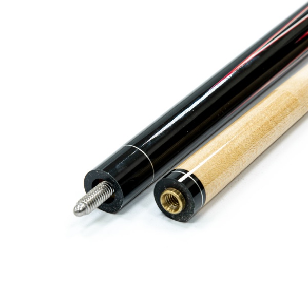 Двухсоставной бильярдный кий для пула "Classic Champion A-2" (черно-красный) с оплеткой ирландский лен