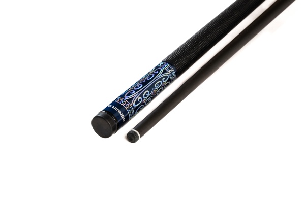 Двухсоставной бильярдный кий для русской пирамиды Weekend "Winner Carbon 001" (черно-синий) оплетка натуральная кожа
