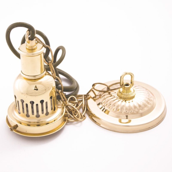 Лампа на один плафон «Evergreen» (золотистая чашка, зеленый плафон D35см)