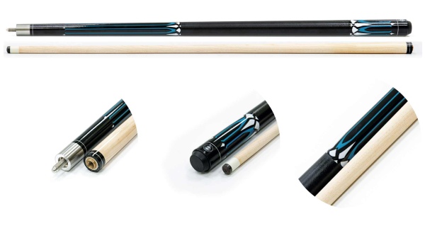 Двухсоставной бильярдный кий для пула "Classic WE-01" (черно-синий) с оплеткой искусственная кожа