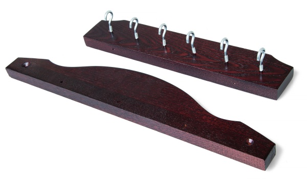 Киевница навесная из ясеня, с крюками (на 6 киев, цвет махагон)