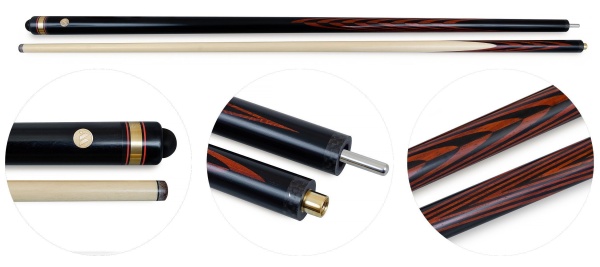 Двухсоставной бильярдный кий для русской пирамиды Weekend "Шахматы" (черный граб, падук, термограб)